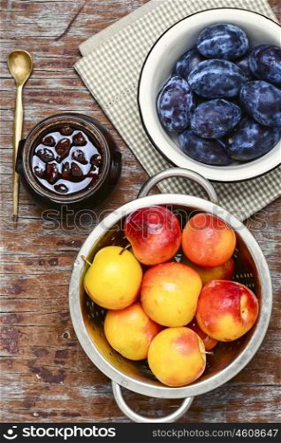 Autumn plum jam. Jam from the harvest of autumn plums for tea