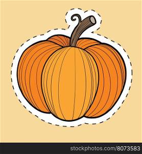 Autumn pumpkin harvest, Thanksgiving and Halloween sticker, pop art illustration