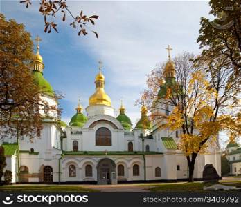 Autumn Saint Sophia Cathedral church building view. Kiev-City centre, Ukraine.