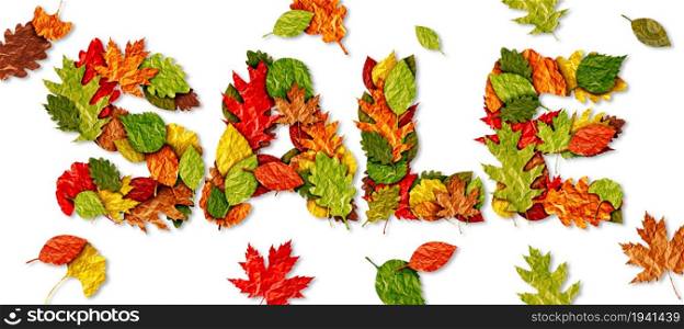Autumn Sale text banner as tree leaves during a fall season as a leaf symbol for promotional marketing sales as a composite.