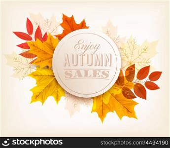 Autumn sales banner. Vector.