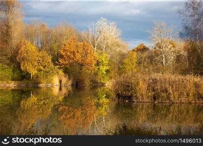 Autumn scenery near a lake in Germnay