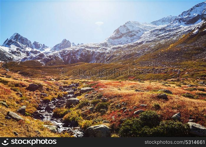 Autumn season in Kackar Mountains in the Black Sea region of Turkey. Beautiful mountains landscape.