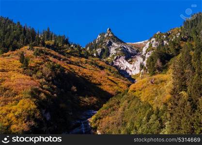 Autumn season in Kackar Mountains in the Black Sea region of Turkey. Beautiful mountains landscape.