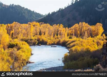 autumn season on the blue river