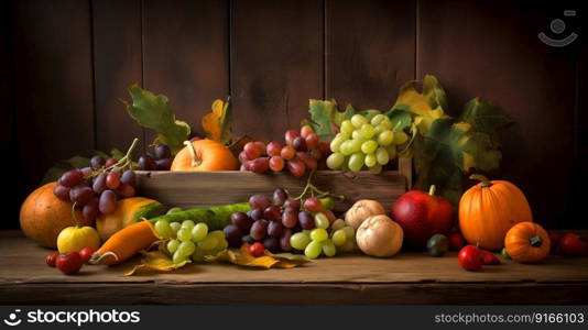Autumn seasonal fruits and vegetables set. Generative AI. High quality illustration. Autumn seasonal fruits and vegetables set. Generative AI