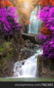 Autumn Tropical Waterfall in National Park Chathaburi Thailand