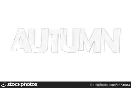 Autumn typography 3d render isolated on white background