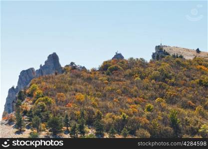 autumn woods on mountian plateau Ai-Petri in Crimea