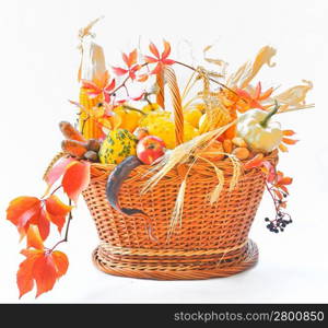 Autumnal basket over white