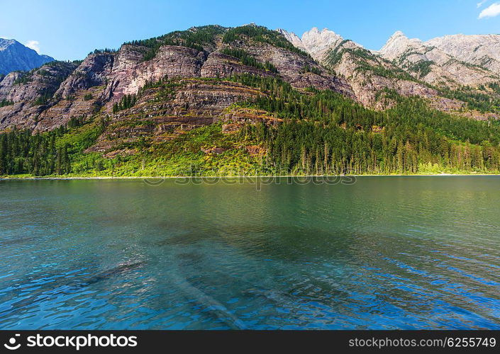 Avalanche lake in Glacial national park in Montana