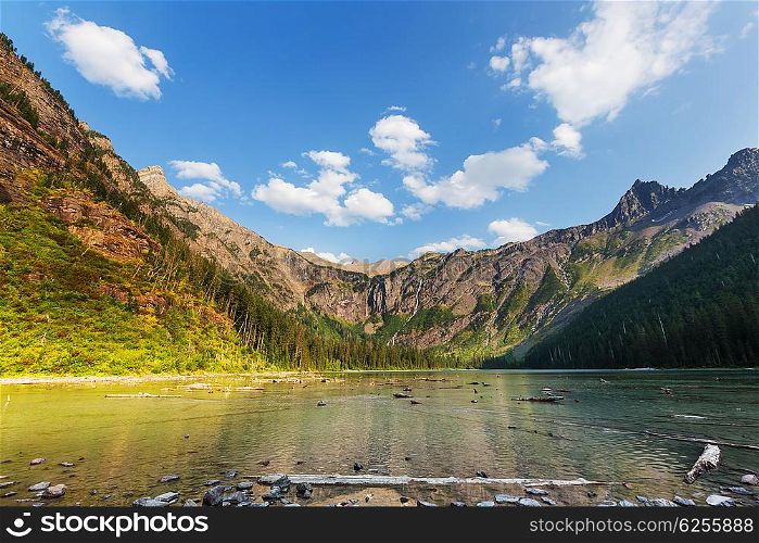 Avalanche lake in Glacial national park in Montana