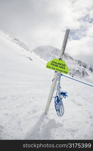 Avalanche warning sign in Whistler, Canada.