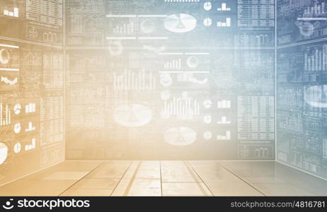 Average sales analysis. Background digital light image with market infographs