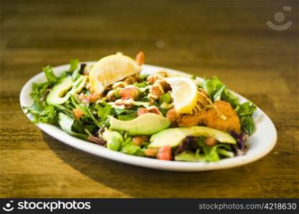 Avocado chicken salad served on a plate
