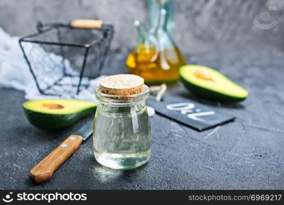 avocado oil in glass bottle, diet food, oil in bottle