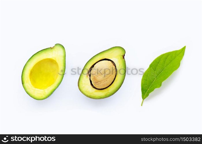 Avocado on a white background.