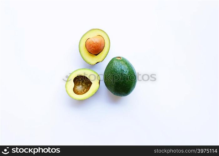 Avocado on white background. Copy space