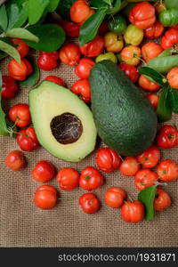 Avocado smoothie with organic brazilian acerola cherry healthy food for healthy lovers.