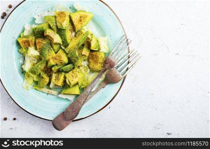 avocado with spice and salt, diet salad