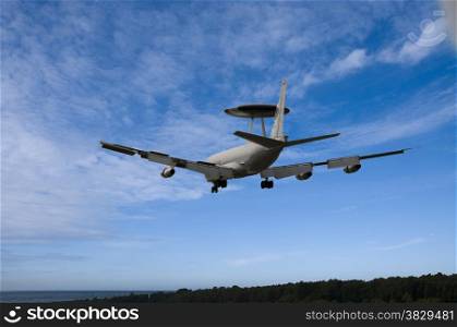awacs flying in the air above Holland
