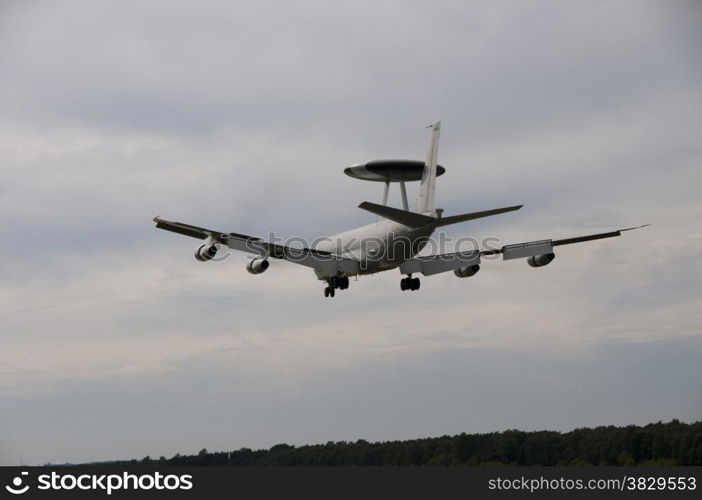 awacs flying in the air above Holland