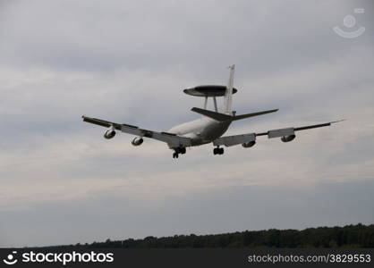 awacs flying in the air above Holland