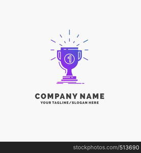 award, cup, prize, reward, victory Purple Business Logo Template. Place for Tagline.. Vector EPS10 Abstract Template background