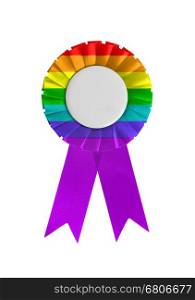 Award ribbon isolated on a white background, rainbow flag