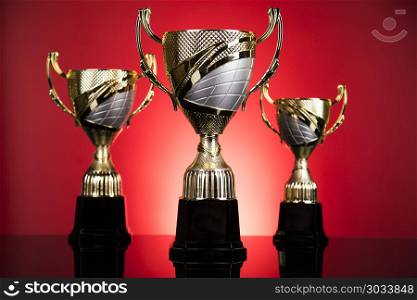 Award winning trophy sport background. Award winning and championship concept, trophy cup on sport background