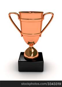 Awarding cup over white backgound. Computer generated image