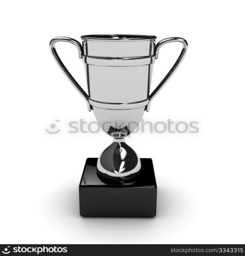Awarding cup over white background. Computer generated image