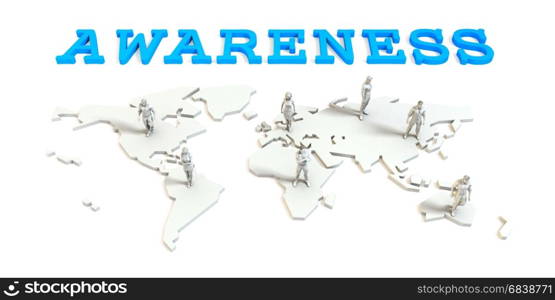 Awareness Global Business Abstract with People Standing on Map. Awareness Global Business