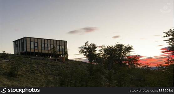 Awasi Lodge on a hill, Patagonia, Chile