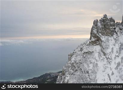 Ay Petri mountain in front of Black sea at sunset