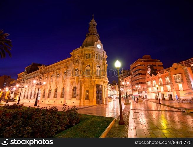Ayuntamiento de Cartagena sunset city hall at Murcia Spain