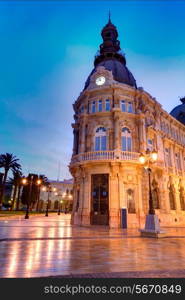 Ayuntamiento de Cartagena sunset city hall at Murcia Spain