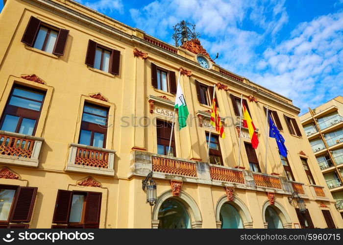 Ayuntamiento Lloret de Mar at Verdaguer passeig promenade City Hall Costa Brava of Catalonia Spain