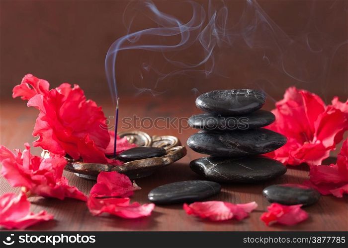 azalea flowers black massage stones incense sticks for aromatherapy spa