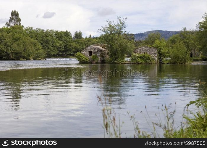 Azenhas de Adaufe, ancient mills on the river, north of portugal