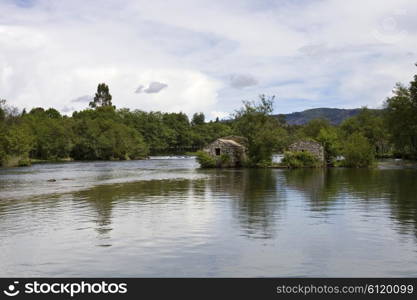 Azenhas de Adaufe, ancient mills on the river, north of portugal