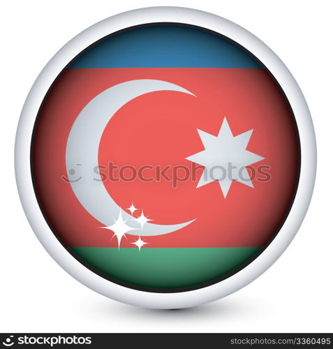 Azerbaijan sphere flag button, isolated vector on white