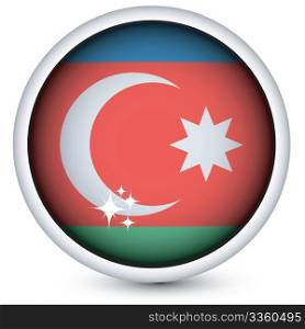 Azerbaijan sphere flag button, isolated vector on white