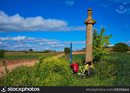 Azofra Saint James Way cross column monument at La Rioja