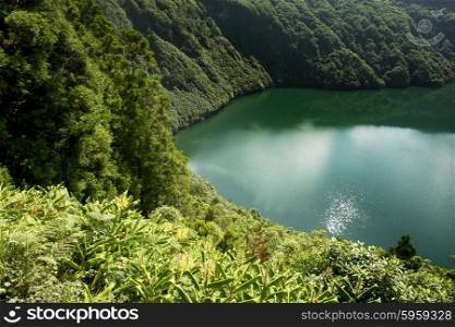 azores lake of sao goncalo in s miguel island