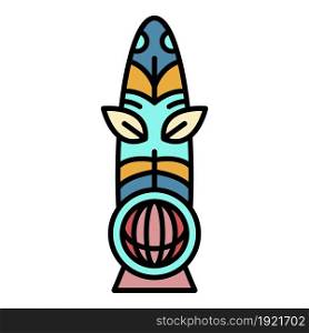 Aztec idol icon. Outline aztec idol vector icon color flat isolated on white. Aztec idol icon color outline vector