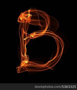 B letter in fire illustration