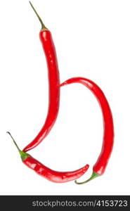 b letter made from chili, with clipping path