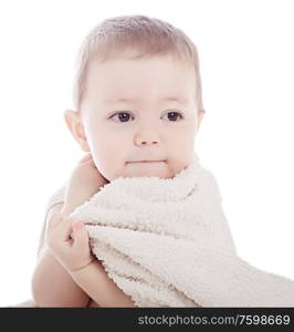 baby after bath on the white background