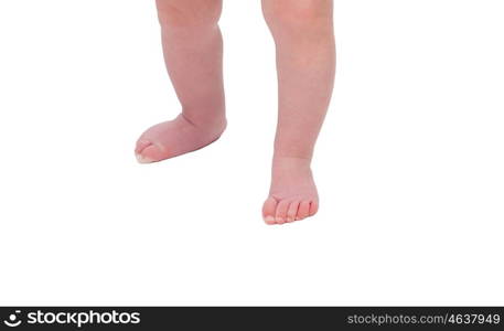 Baby bare legs in their first steps&#xA;
